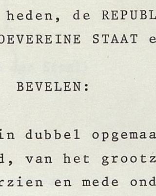 Tweede pagina van de acte van erkenning van Suriname (1975).
