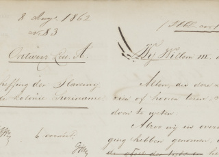 Kop conceptversie afschaffing slavernij Suriname (1862).