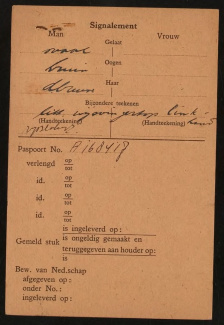 Achterkant aanvraag paspoort Gerardus Blokdijk, 1943