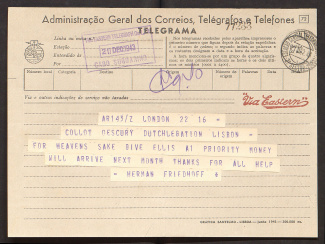 Telegram Friedhoff over Ellis Brandon, december 1943
