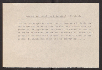 Verklaring Friedhoff moeilijkheden visum Ellis Brandon, 1943