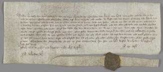 Akte waarin Willem V belooft niets te ondernemen zonder zijn moeders toestemming (1350).