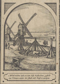 Afbeelding van molens op de nieuwskaart van Den Bosch (1629).
