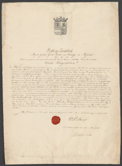 Handgeschreven proclamatie van de prins van Oranje bij zijn intrede te ’s-Gravenhage (1813)