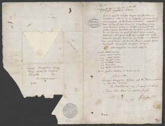 Schaghenbrief  met vermelding 'aankoop' Manhattan 1626
