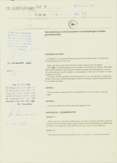 Eerste pagina van de grondwetsherziening van 1983 (1983).